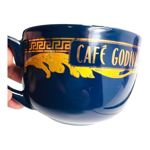 Cafe Godiva Blue and Gold Ceramic Mug by California Pantry EUC - Picture 2 of 12